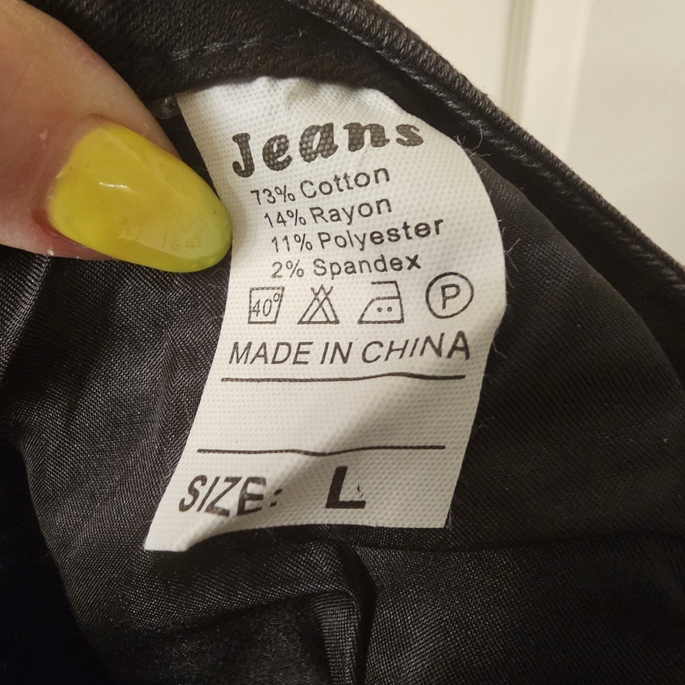 Black Distressed Jeans ~ Size L - Picture 5 of 7